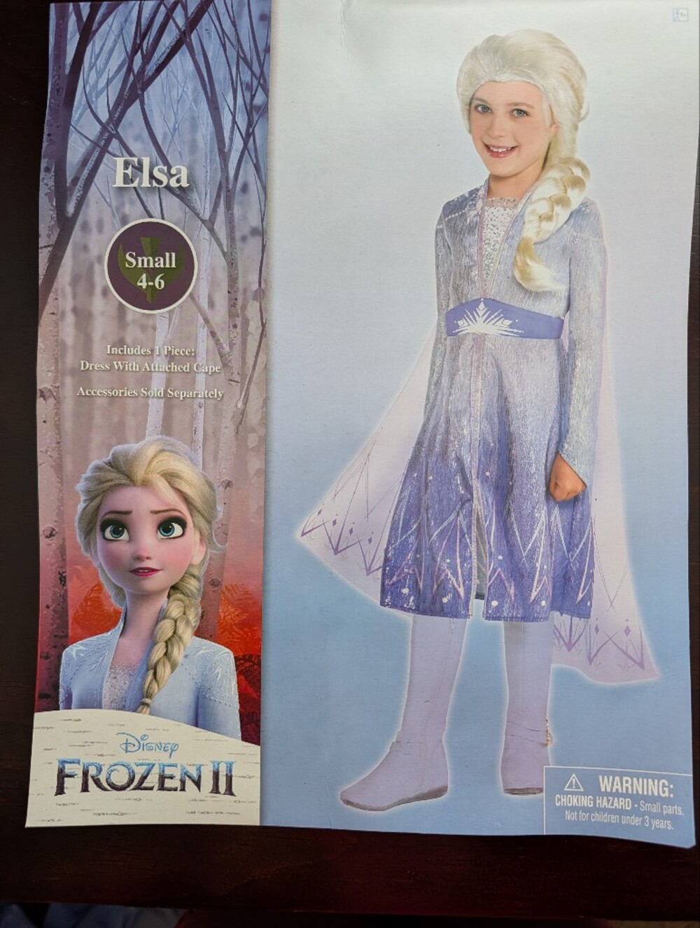 Disney Elsa Purple Sparkle Girls' Formal Dress with Cape - Size Small (4-6)